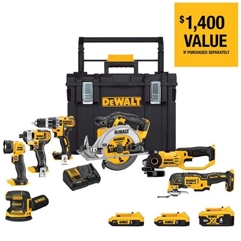 DEWALT 20V MAX Cordless 7 Tool Combo Kit with TOUGHSYSTEM Case, (1) 20V ...