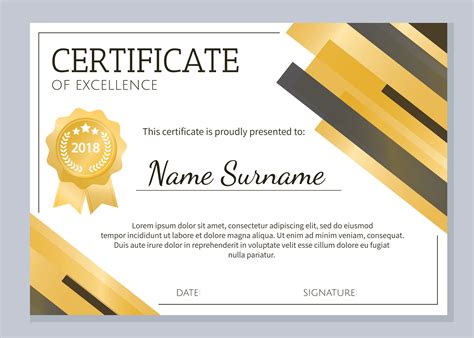 Gold Certificate of Excellence Template 187352 Vector Art at Vecteezy