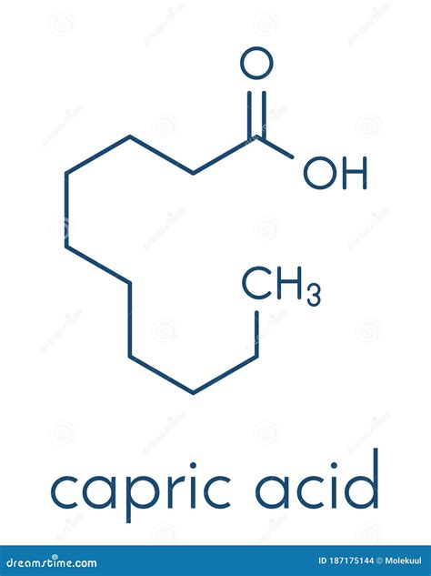 Capric Decanoic Acid Molecule. Common Saturated Fatty Acid. Skeletal ...