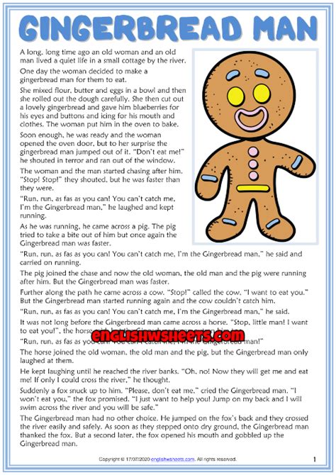 Printable Book Gingerbread Man Story