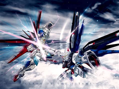 HD wallpaper: freedon vs strike gundam seed destiny gundam gundam seed ...