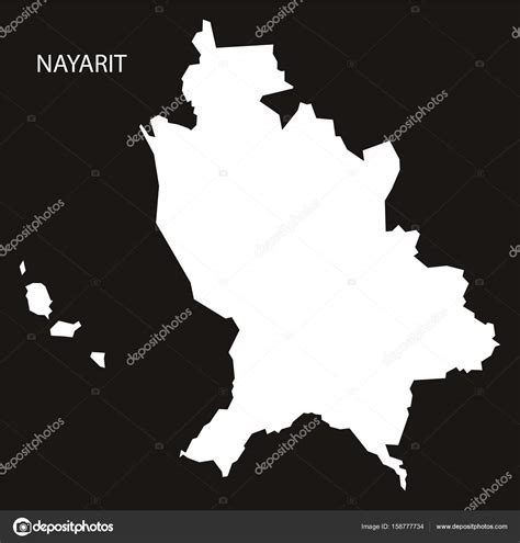 Nayarit Mexico Map black inverted silhouette — Stock Vector ...