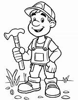 Carpenter With tools coloring Page sketch template