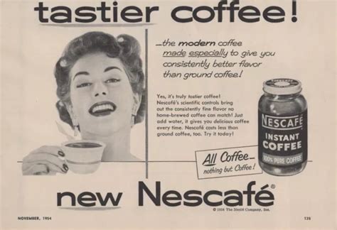 VINTAGE NESCAFE INSTANT Coffee Magazine Ad Page 1950s mid century approx 8x6 $4.99 - PicClick