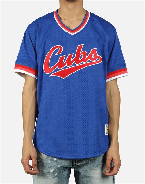 Mitchell & Ness Mlb Chicago Cubs Mesh V-neck Jersey in Blue for Men - Lyst