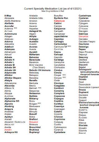 50+ SAMPLE Medication Lists in PDF | MS Word