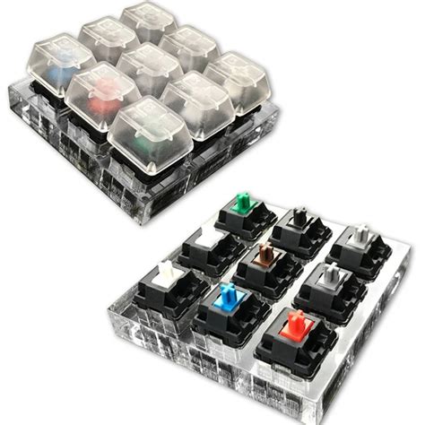 9 Cherry MX Switches Keyboard Tester Kit Clear Keycaps Sampler PCB ...