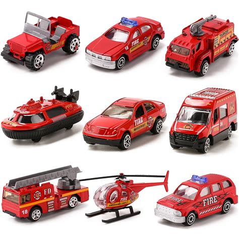 Fire Fighting Series Die Cast Metal Toy Cars Set of 3Pcs, Model Cars Vehicle Set Collection Gift ...