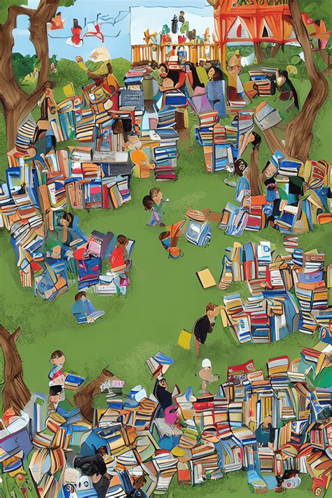 Park Full of Books Cartoon Illustration · Creative Fabrica