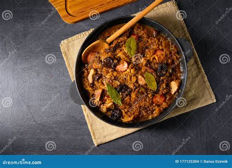 A Real Polish `Bigos,`after an Old Recipe with Dried Plums and Wine Stock Photo - Image of ...