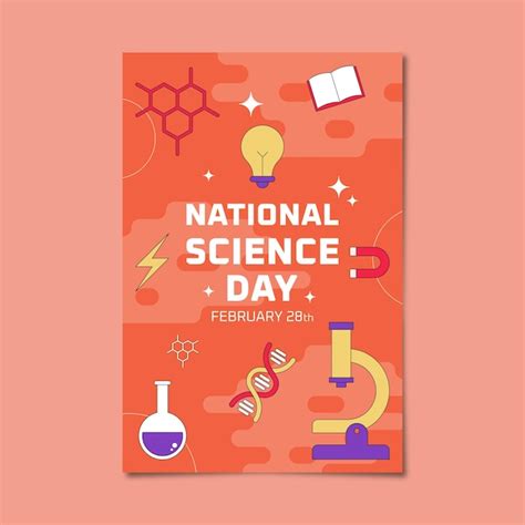 Premium Vector | Flat national science day vertical poster template