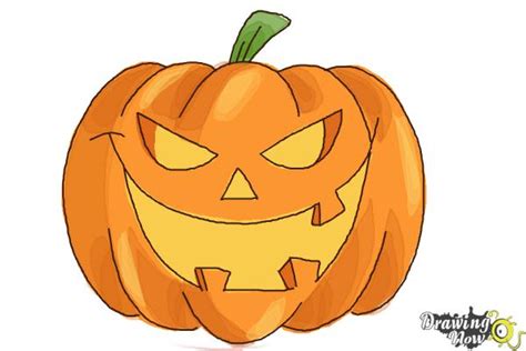 How to Draw a Halloween Pumpkin - DrawingNow