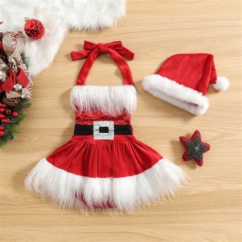 Santa Baby Girl Outfit Christmas Red Velvet Romper & Santa - Etsy