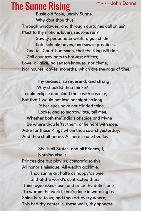 'The Sunne Rising' by John Donne. Click to enlarge image. | John donne, Sunne, Poems