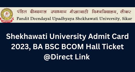 Shekhawati University Admit Card 2023, BA BSC BCOM Hall Ticket Direct Link at shekhauni.ac.in