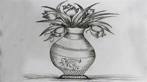 How To Draw A Flower Pot With Pencil Shading | Best Flower Site