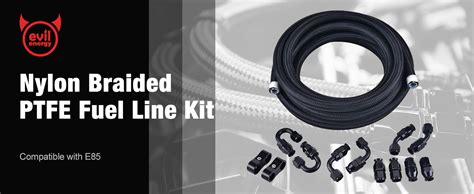 EVIL ENERGY 6/8/10AN PTFE Fuel Line Kit E85 Nylon Braided Fuel Hose ...