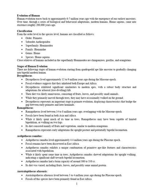 Stages of human evolution | PDF | Bipedalism | Human Evolution