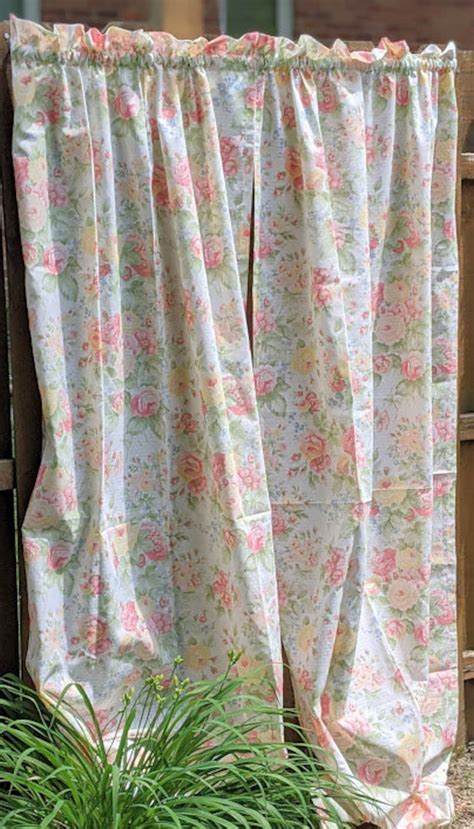 Vintage Curtains Martha Stewart Pair of Floral Curtains 41 | Etsy