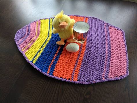 Easter Egg Placemats-set of 4 Handmade Crochet Pink Blue Yellow Orange Purple Blue Easter ...