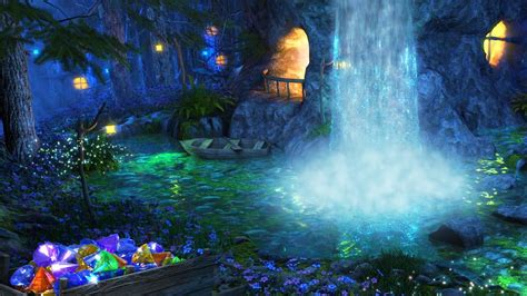 Waterfall in Fairy Tale Forest | Mystical Water Ambience for Sleep ...