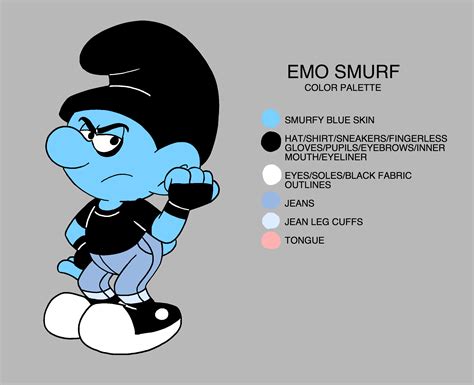 Emo Smurf (2023) color palette by GrishamAnimation1 on DeviantArt