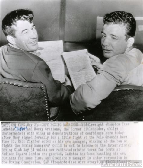 Rocky Graziano and Jake LaMotta winking