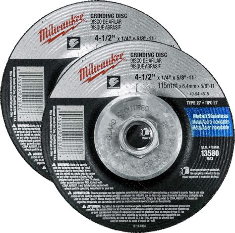 Milwaukee 2 Pack - 4 1 2 Hubbed Grinding Wheel For Grinders - Aggressive Grinding For Metal