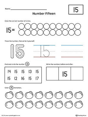 Number 15 Practice Worksheet | MyTeachingStation.com