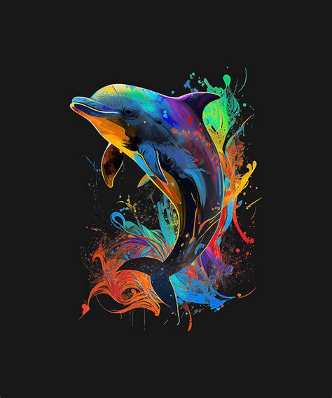 Cute Dolphin Design Colorful Pop Art Dolphin Lovers Drawing by DH ...