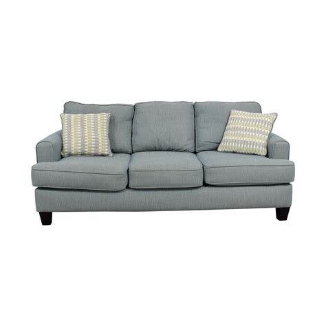 59% OFF - Raymour & Flanigan Raymour and Flanigan Willoughby Blue Three Seater Sofa / Sofas