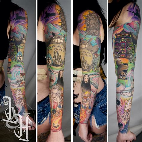 Color Studio Ghibli Sleeve Anime Tattoo - Love n Hate