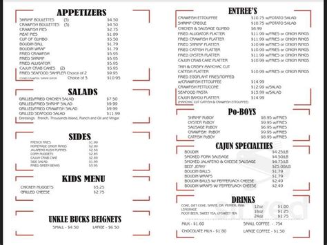 Fontenots Cajun Way menus in Columbia, Louisiana, United States