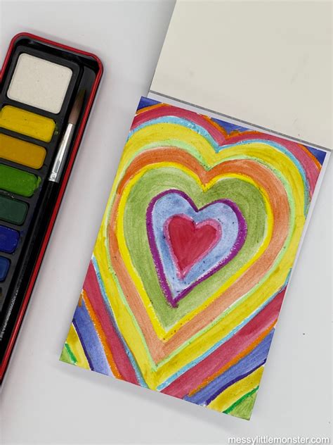 Easy Heart Painting Using Oil Pastels and Watercolour Paints - Messy ...