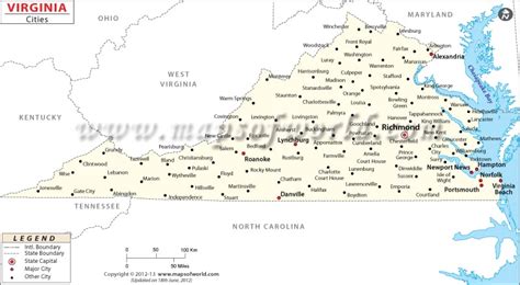 Cities in Virginia, Virginia Cities Map