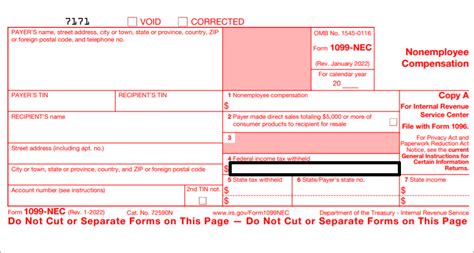 1099-NEC Form 2022: Printable PDF Template Free Download