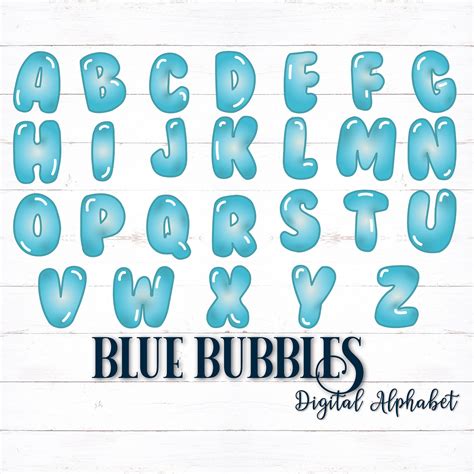 NEW! Blue Bubbles digital alphabet! Can be used for shirts, bulletin ...