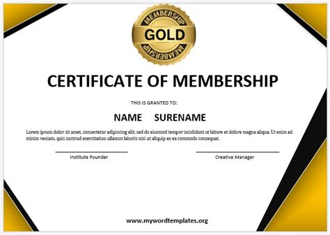 Membership Certificate Templates - My Word Templates