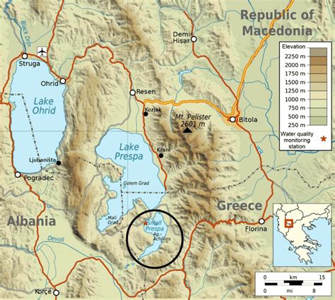 Location of Small Prespa Lake. Adapted from... | Download Scientific Diagram