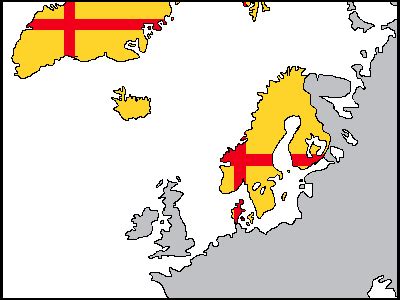 Kalmar Union (1397 - 1523) flag map. : r/cartography