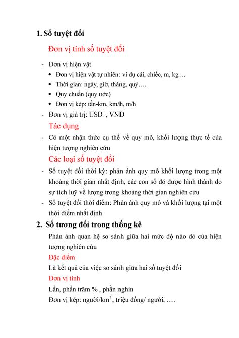 Số tuyệt đối - so tuyet doi - 1. Số tuyệt đối Đơn vị tính số tuyệt đối ...