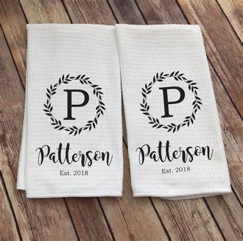 Personalized Dish Towel Family Name Kitchen Towel - Etsy | Custom tea ...