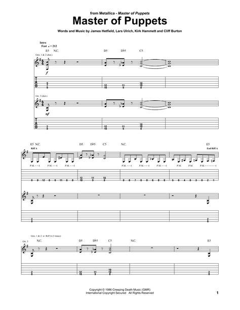 Master Of Puppets by Metallica - Guitar Tab - Guitar Instructor