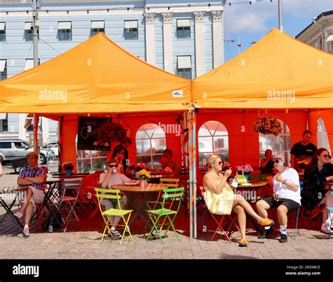 Outdoor coffee shop at Market Square in Helsinki, Finland Stock Photo - Alamy