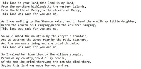 This Land Is Your Land Lyrics And Chords - Irish folk songs