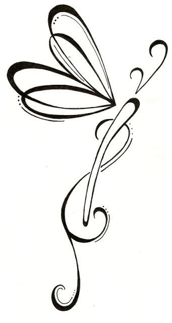 Girly tribal swirly-line dragonfly tattoo design - Tattooimages.biz