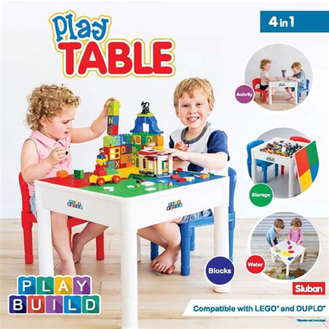 Lego Table Kids 4 in 1 Play & Build Table Set For Indoor Activity ...