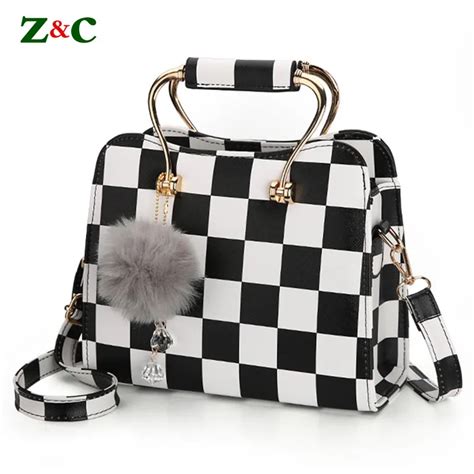 Newest Women Brand Black&white Plaid Design Handbag Flap Tote Bag Female Shoulder Bags High ...