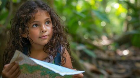 Premium Photo | A young girl from South America with a curious expression and a map is exploring ...