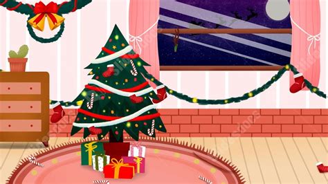 Christmas Theme Tree Interior Cartoon Powerpoint Background For Free ...